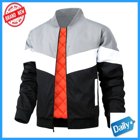Mens Bomber Jacket Quilted Insulated Windproof Casual Classic Winter Outerwear